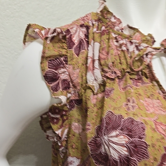 Joie Floral Keyhole Tie Neck Top Size L - Picture 6 of 13